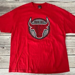 Vintage The Freshnes Red Torpedo Tag Raging Bulls Graphic Tee Size 2XL.
